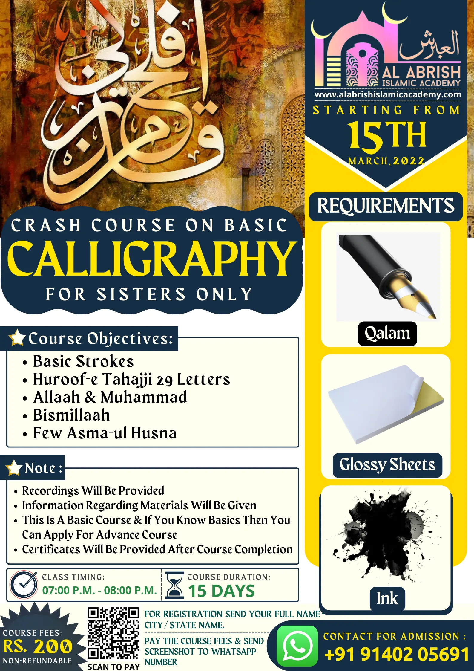 Crash Course On Basic Calligraphy For Sisters Only