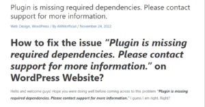 plugin is missing required dependencies