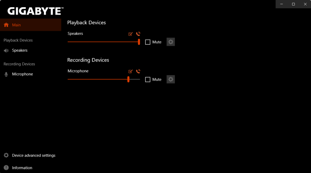 Realtek Audio Console Application Interface